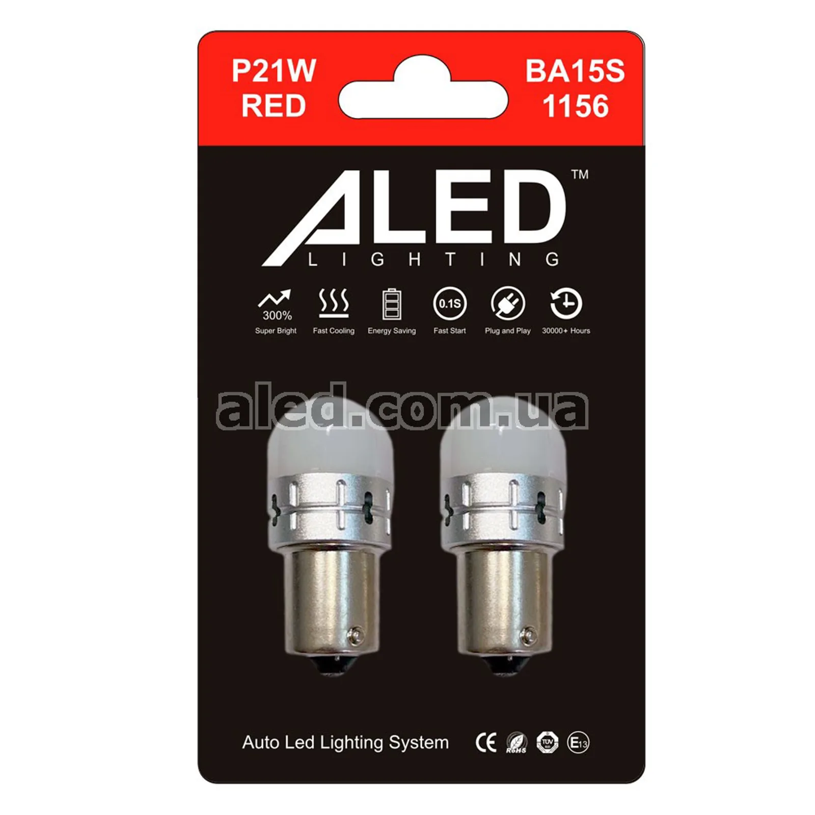 Світлодіодні (LED) лампи ALED P21W (1156) Red 